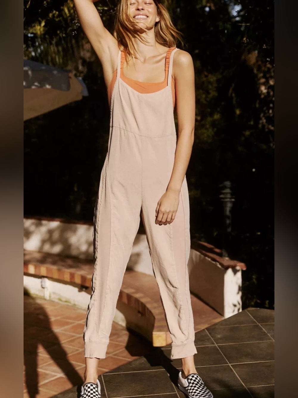 FP Movement by Free People Cream Jumpsuit with adjustable straps